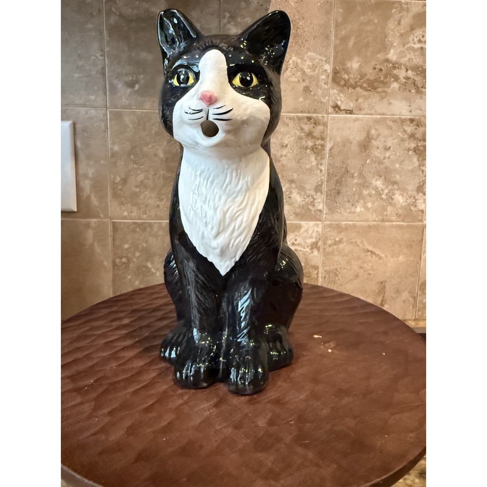 Black Cat Pitcher Potters Studio Ironstone Creamer Pitcher Tuxedo Cat Halloween